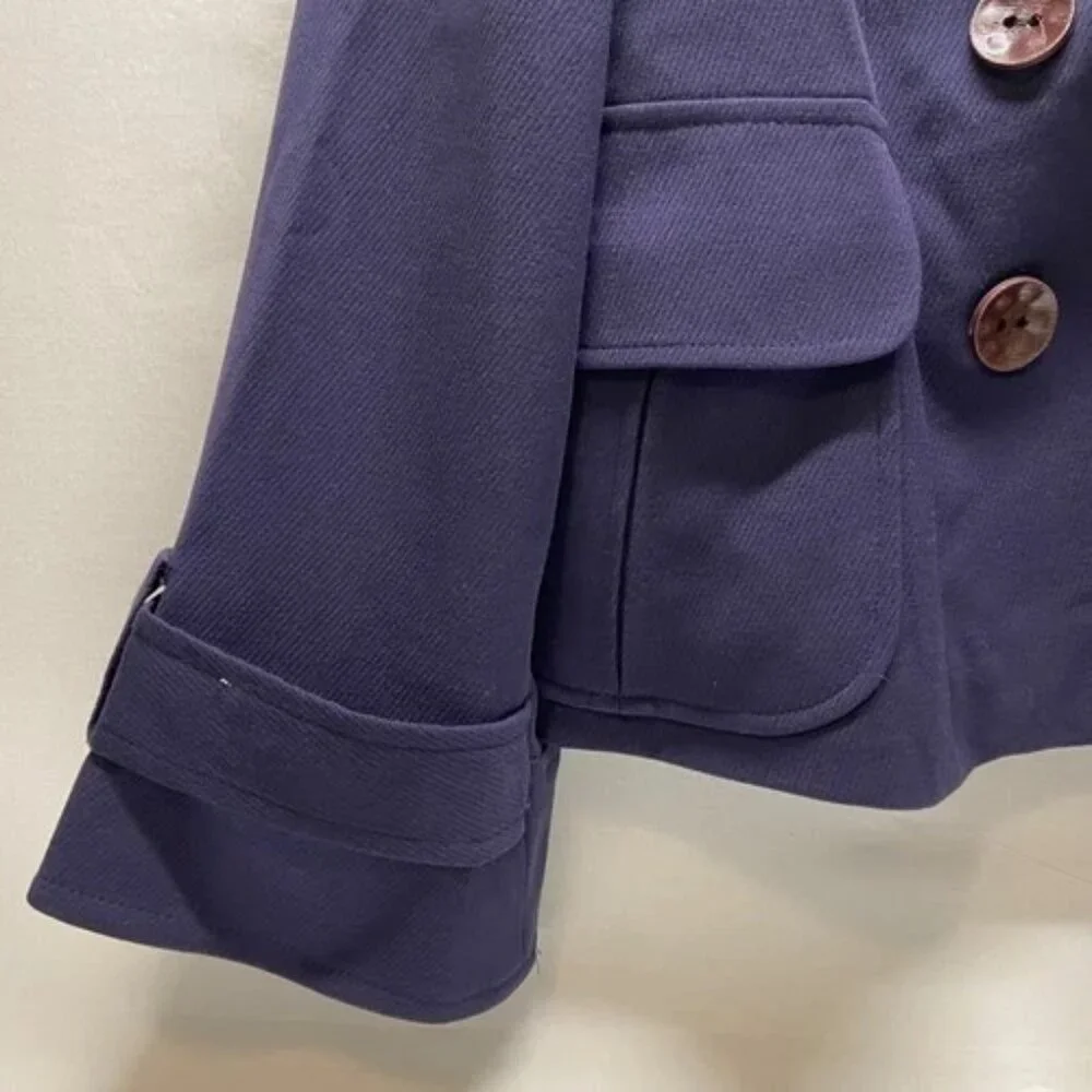George Blazer Women's 12 Navy Relaxed Modern Fit 4 Button Career Suit Jacket NWT